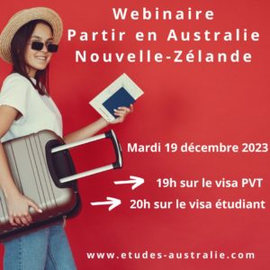 Webinaire proposé par études Australie - infos au départ